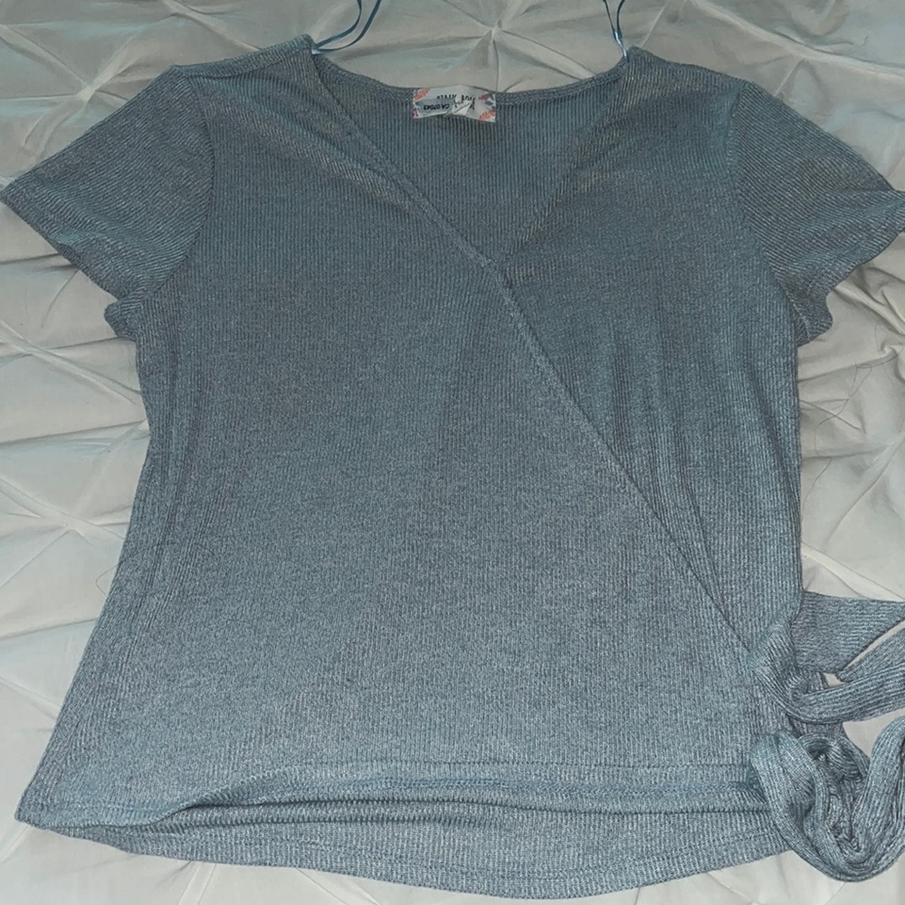 PINK ROSE WRAP TIE TEE (Large)